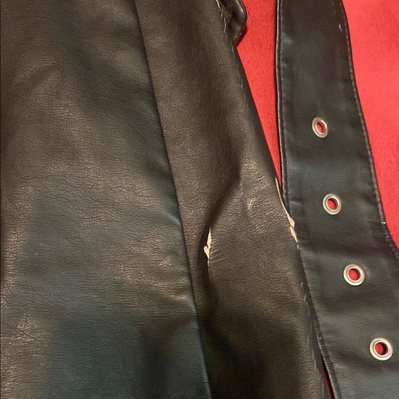 Forever 21 Black Faux Leather Skirt with Button Accents - Picture 5 of 9